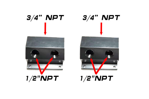 Air Compressor Outlet Aluminium block For 3/4" Tubing With 4x1/2"NPT Out Port,pair