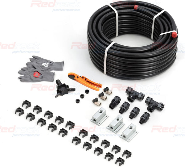 Compressed Air Piping System Pressured Leak-Proof Easy to Install 3/4" x 100 feet Black HDPE Aluminum Air Line Kit Air Compressor Hose kit Shop for Garage 200PSI ASTM F1282(Black, 3/4-inch)