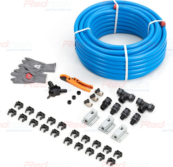 Compressed Air Piping System Pressured Leak-Proof Easy to Install 3/4" x 100 feet HDPE Aluminum Air Line Kit Air Compressor Hose kit Shop for Garage 200PSI ASTM F1282(Blue, 3/4"×100FT)