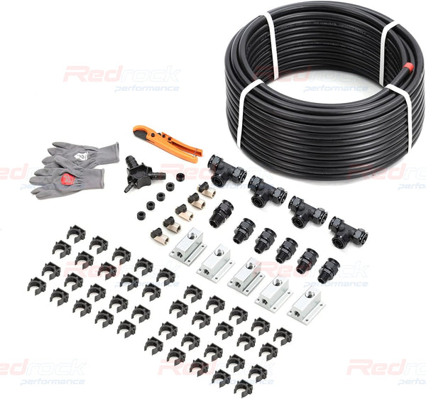 Redrock Performance Shop Air Line Kit 3/4" x 200ft 5-Ways Out HDPE Aluminum Air Compressor Piping for Garage LeakProof&Easy to Install Black Air Hose Kit 200PSI ASTM F1282(Black, 3/4"×200FT)