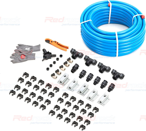 Redrock Performance Shop Air Line Kit 3/4" x 200ft 5-Ways Out HDPE Aluminum Air Compressor Piping for Garage LeakProof&Easy to Install Air Hose Kit Air Compressor Accessories 200PSI ASTM F1282