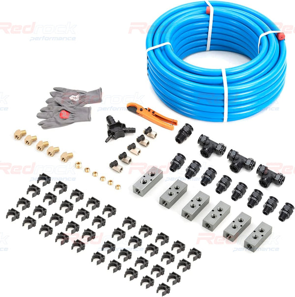 Redrock Performance Compressed Air Line Kit 1/2" x 200ft 5-Ways Out HDPE Aluminum Air Compressor Piping for Garage Leak-Proof & Easy to Install Air Hose Kit Air Compressor Accessories 200PSI ASTM F1282