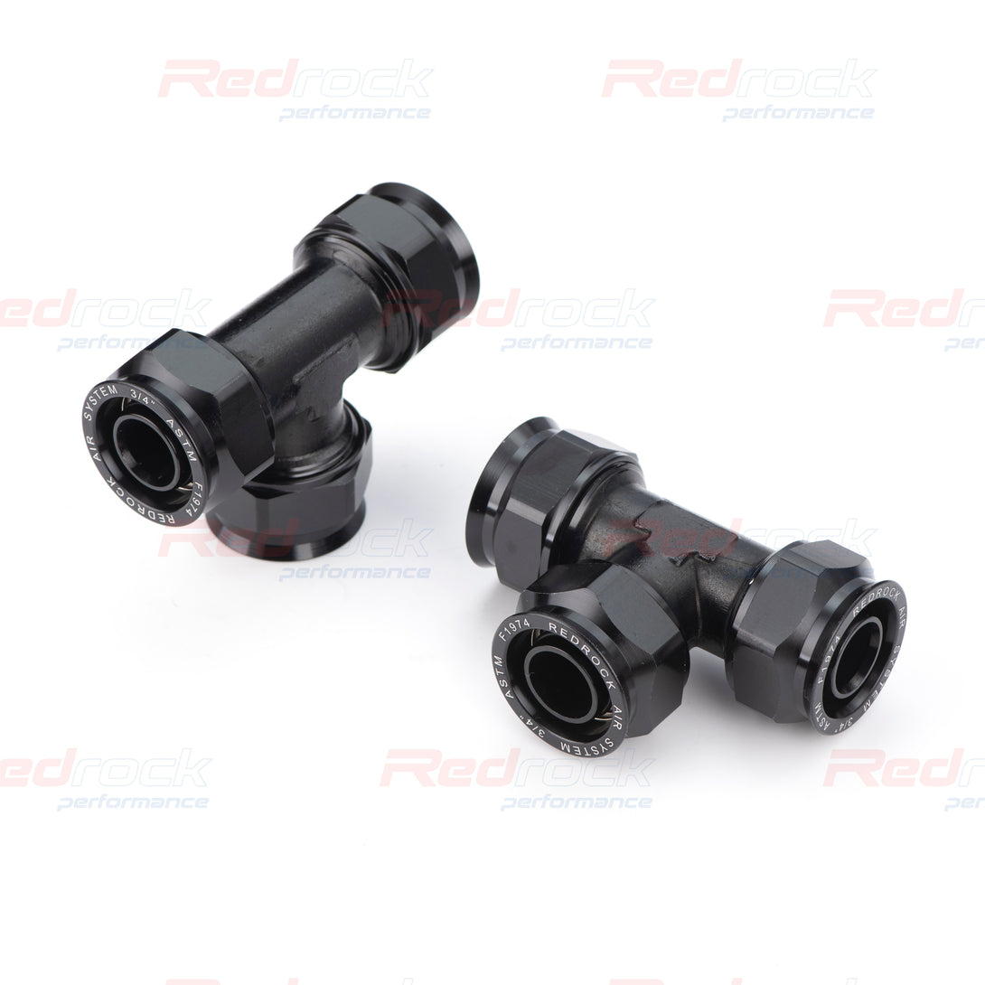 Modular Fitting Rock Redrock Performance 3/4 inch Equal Tee Fitting, 2 Pack Tubing fitting