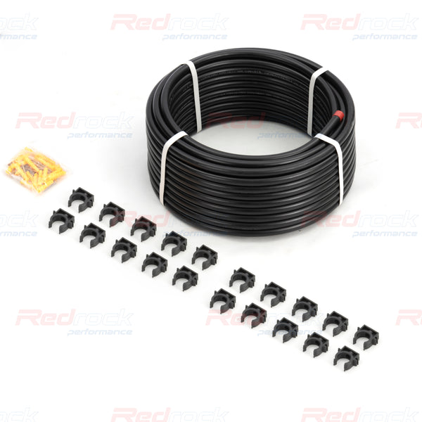 Air Compressor Tubing Kit 3/4" x 100ft HDPE Aluminum Piping System Compressed Air Tubing with Pipe Clips AIR Compressor Hose 200PSI ASTM F1282,Black